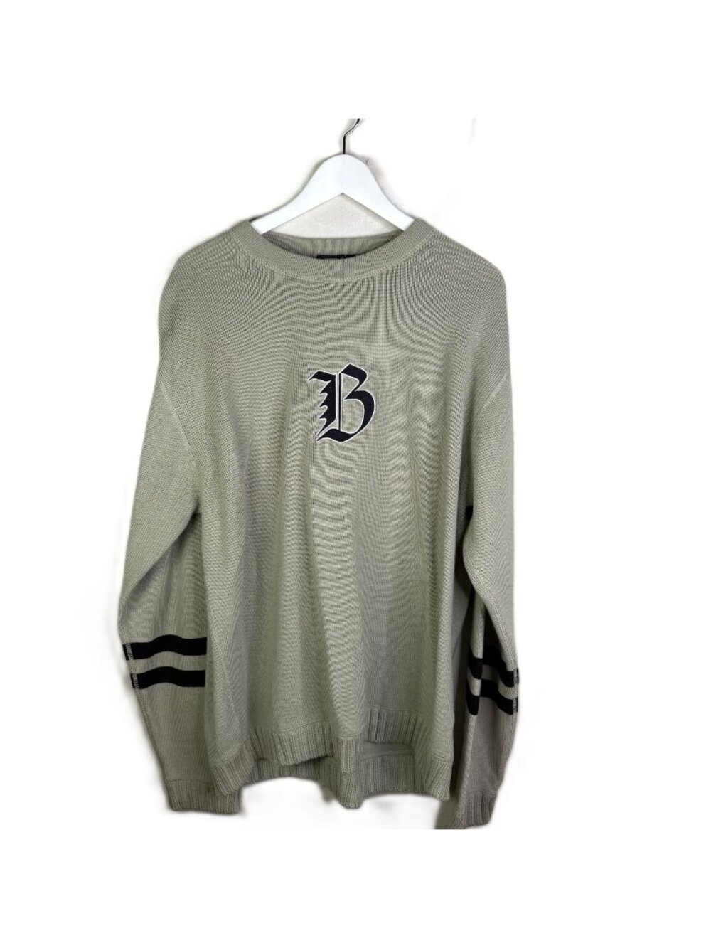 Vintage 90s Y2K Burton Snowboards Thick Knit Cream Sweater w/ Logo, Size Large
